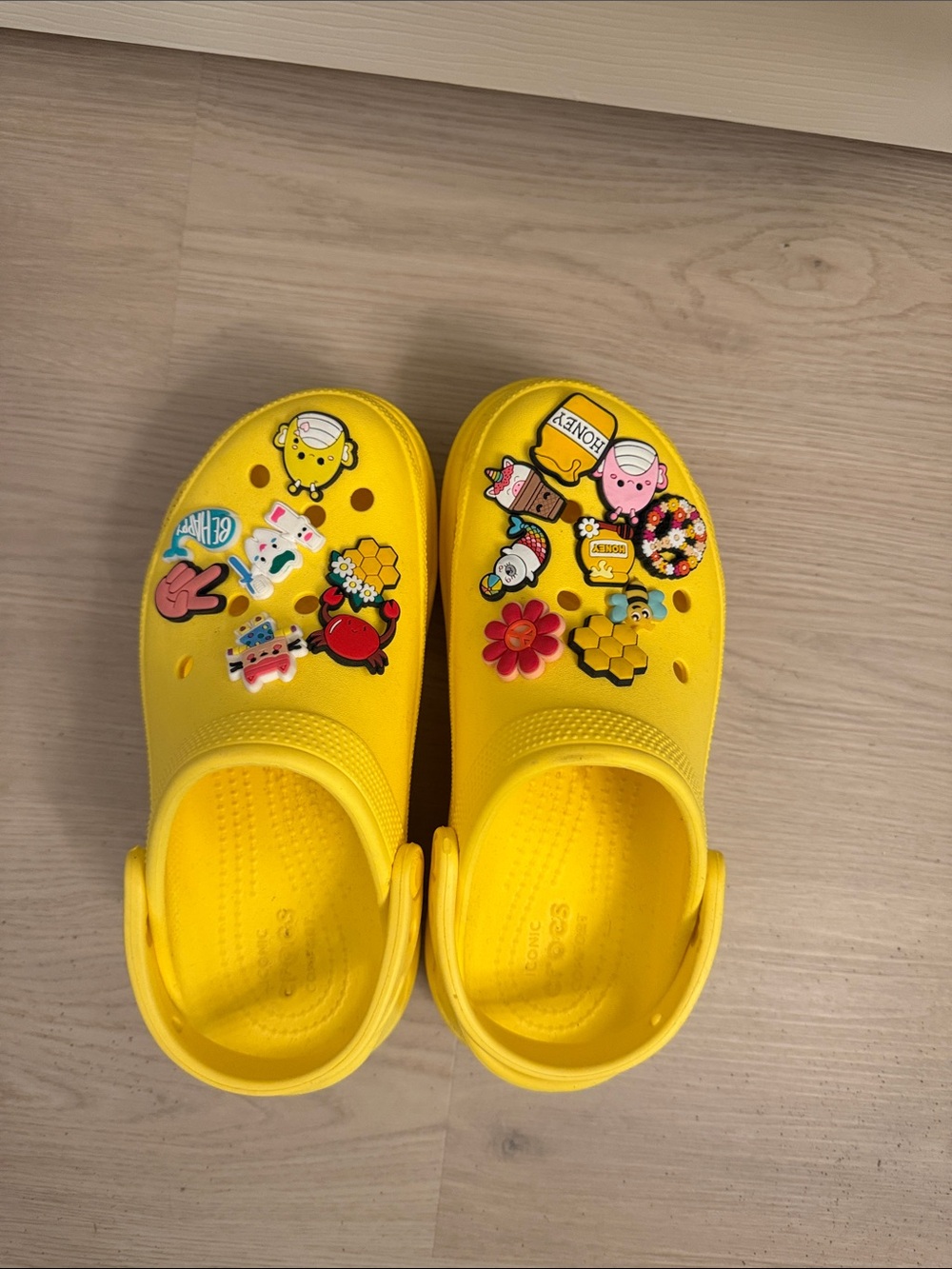Bright Yellow Platform Crocs with Fun Charms